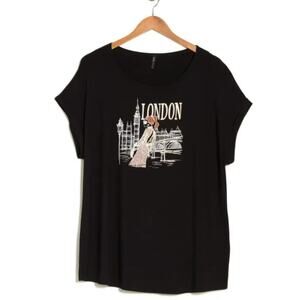 Edista Women's Black London Graphic T-shirt Size 3X